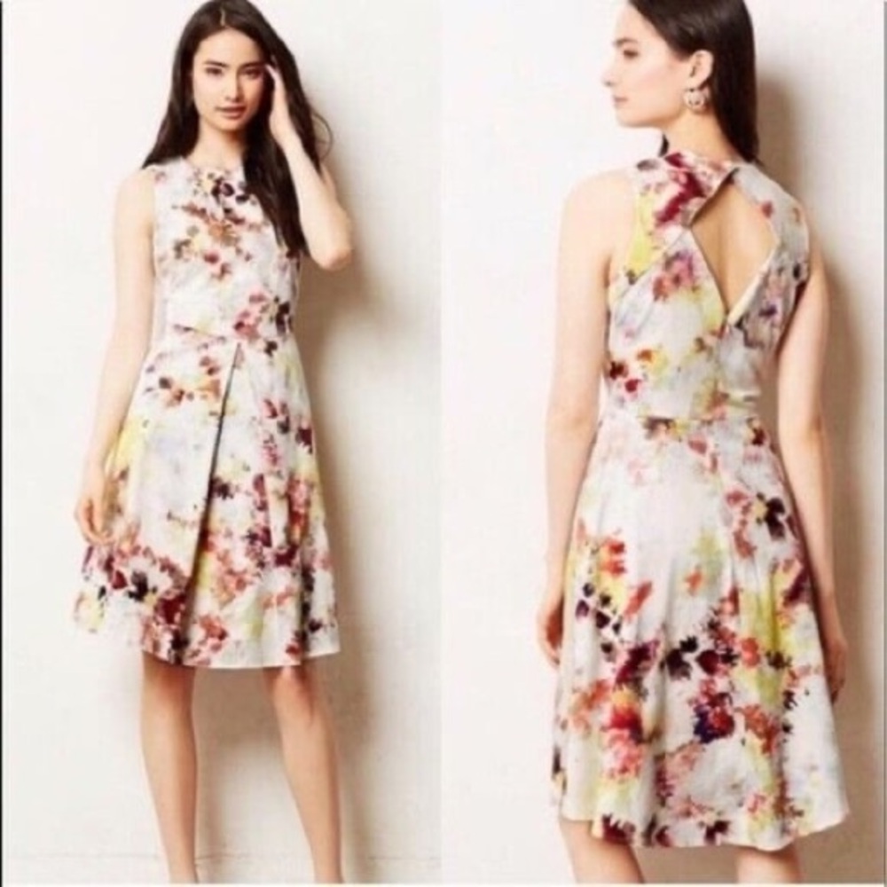 Hunter Bell New York EUC Abstract Floral Print Sleeveless Fit-and-Flare Dress